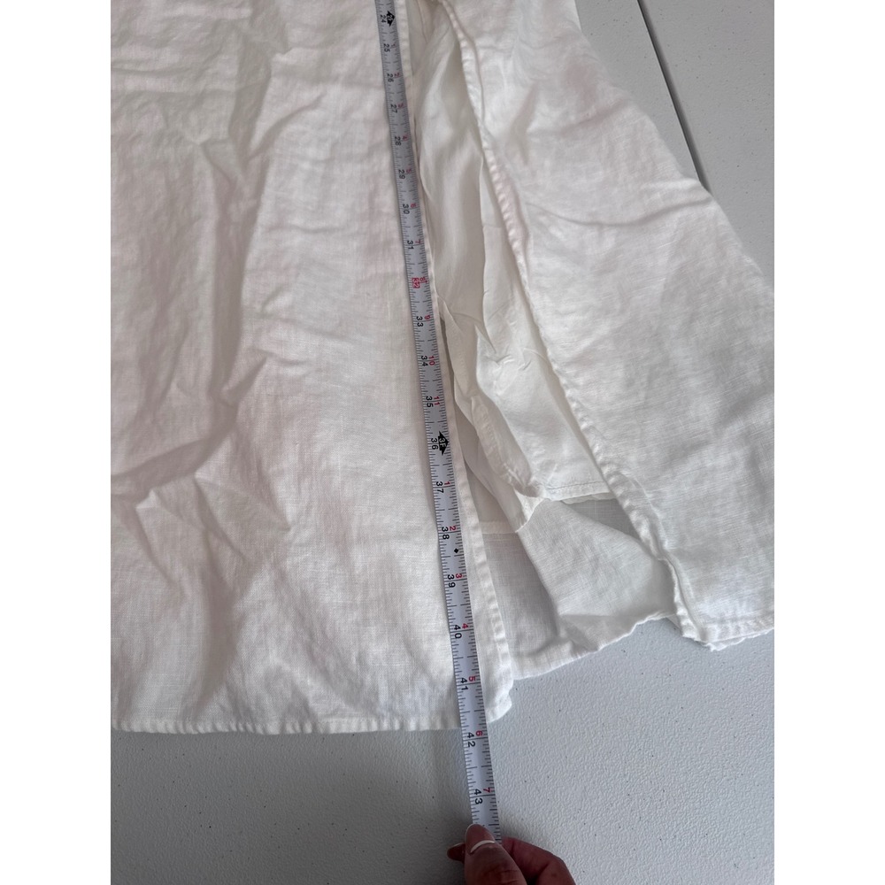 Reformation White Linen Midi Dress Ruffle Strap Slit Cottagecore Summer Sz 0 kk - Picture 9 of 9